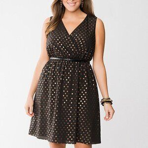 Lane Bryant Bronze Dot Surplice Dress Plus Size